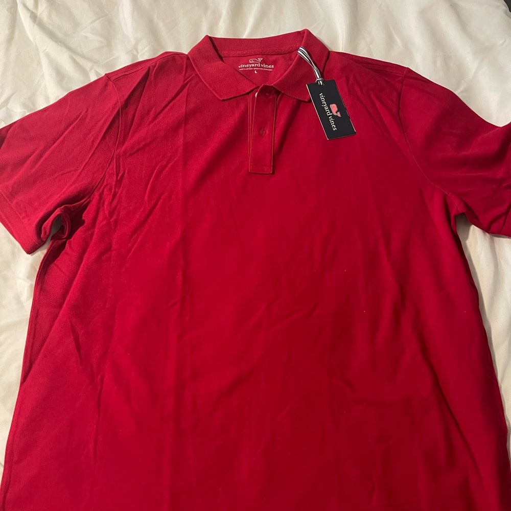 Men’s Vineyard Vines red polo shirt, size large
